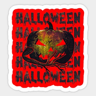 Halloween vintage grungy spooky carved pumpkin. Sticker